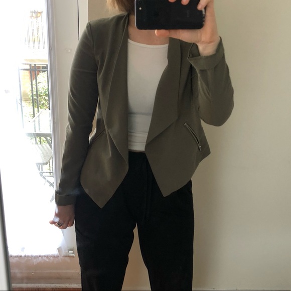 Olive Green H&M draped blazer - Picture 2 of 5